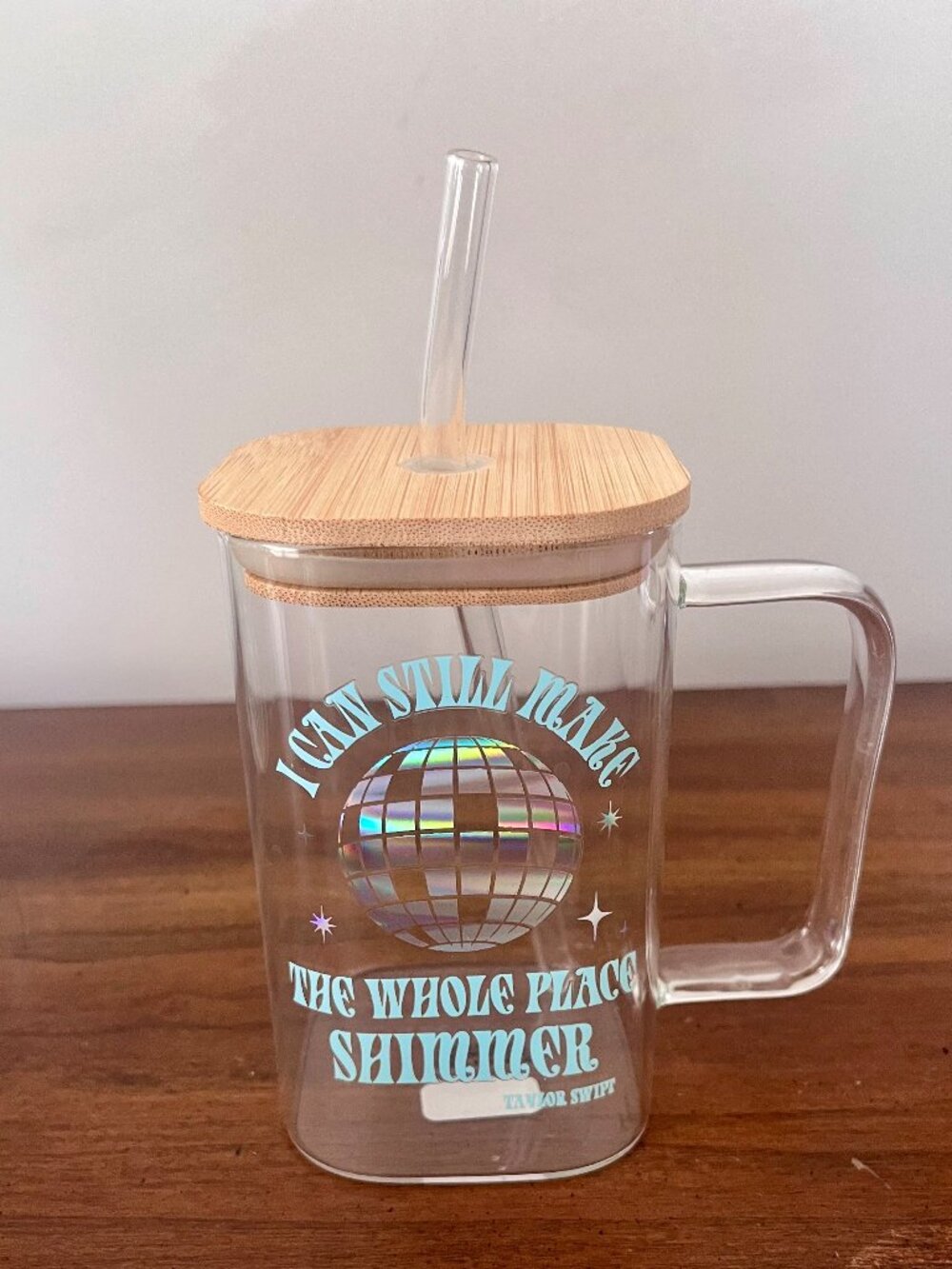 💎 Taylor Swift "Bejeweled" Square Glass Mug with Bamboo Lid & Straw 💎